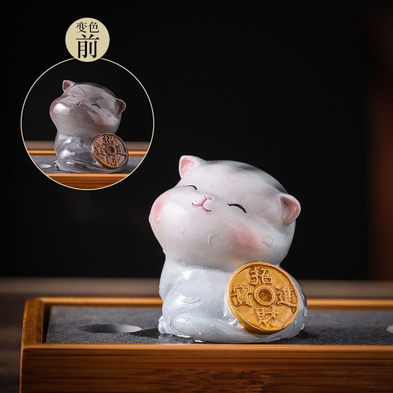 Creative Cute Cat Color-changing Tea Pet Tea Soup Can Be Raised for Home Decoration Ornaments acacuss