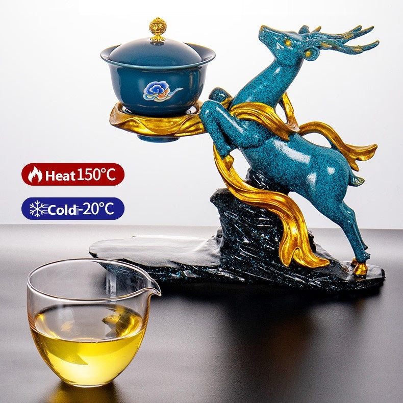 Creative Deer Glass Teapot Heat-resistant Glass Teapot Infuser Tea Drip Pot acacuss