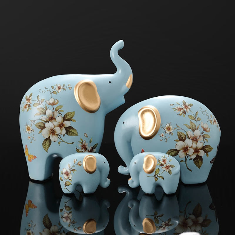 Creative Elephant Ornaments A Family of Three Four Lucky Side Room Living Room TV Cabinet Porch Decorations Gifts  Figurines acacuss
