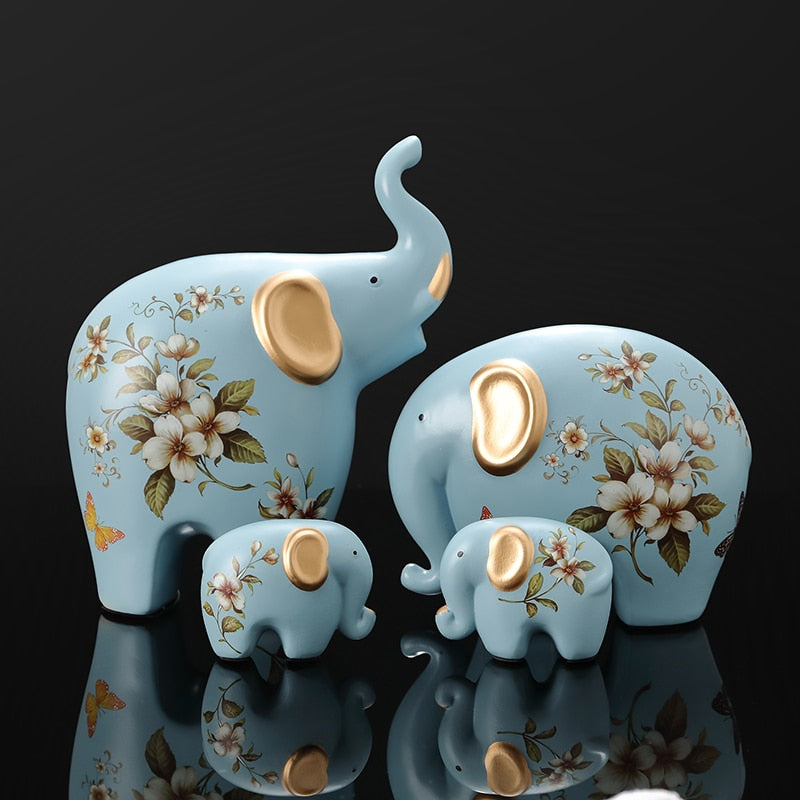 Creative Elephant Ornaments A Family of Three Four Lucky Side Room Living Room TV Cabinet Porch Decorations Gifts  Figurines acacuss