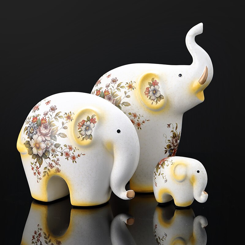 Creative Elephant Ornaments A Family of Three Four Lucky Side Room Living Room TV Cabinet Porch Decorations Gifts  Figurines acacuss