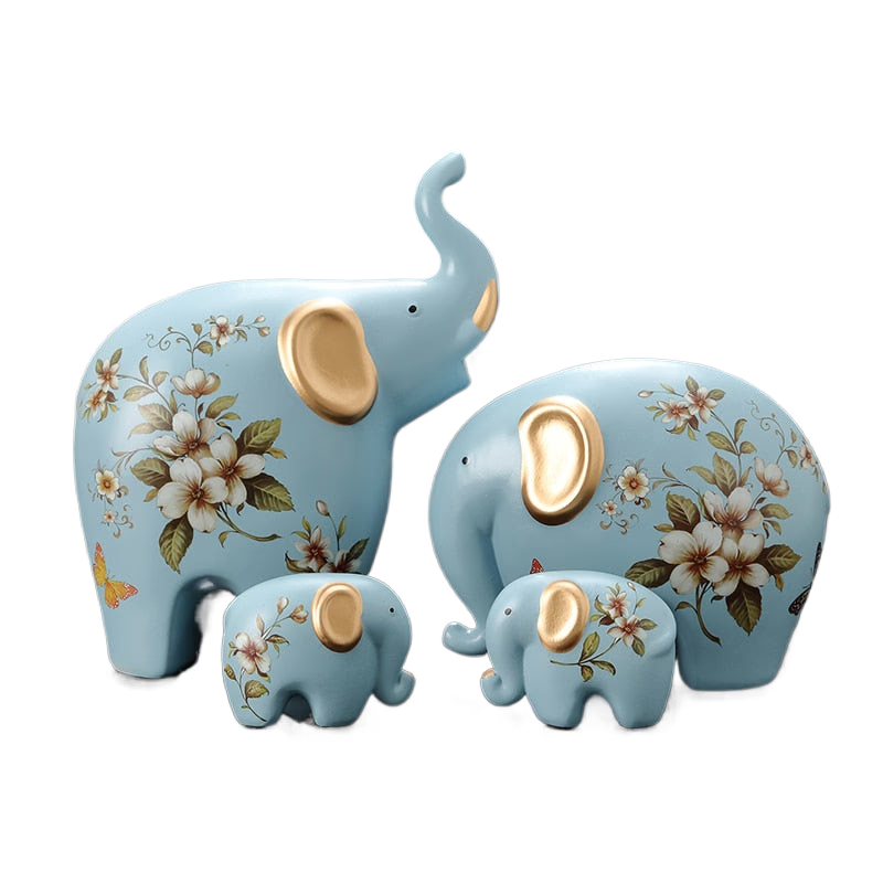 Creative Elephant Ornaments A Family of Three Four Lucky Side Room Living Room TV Cabinet Porch Decorations Gifts  Figurines acacuss
