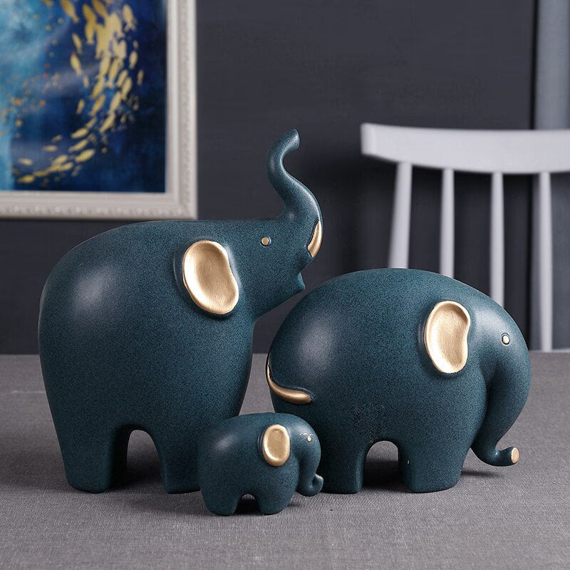 Creative Elephant Ornaments A Family of Three Four Lucky Side Room Living Room TV Cabinet Porch Decorations Gifts  Figurines acacuss