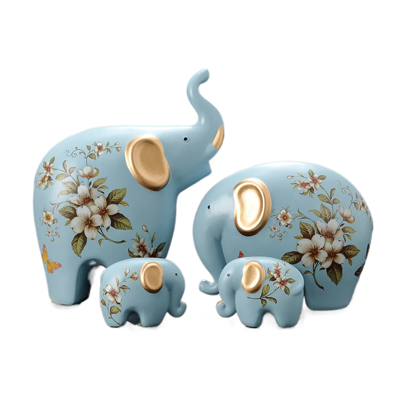 Creative Elephant Ornaments A Family of Three Four Lucky Side Room Living Room TV Cabinet Porch Decorations Gifts  Figurines acacuss
