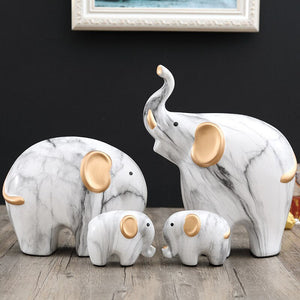 Creative Elephant Ornaments A Family of Three Four Lucky Side Room Living Room TV Cabinet Porch Decorations Gifts  Figurines acacuss