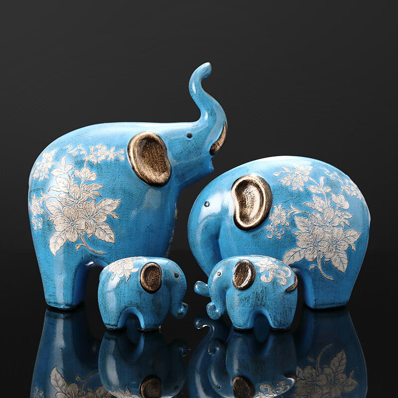 Creative Elephant Ornaments A Family of Three Four Lucky Side Room Living Room TV Cabinet Porch Decorations Gifts  Figurines acacuss