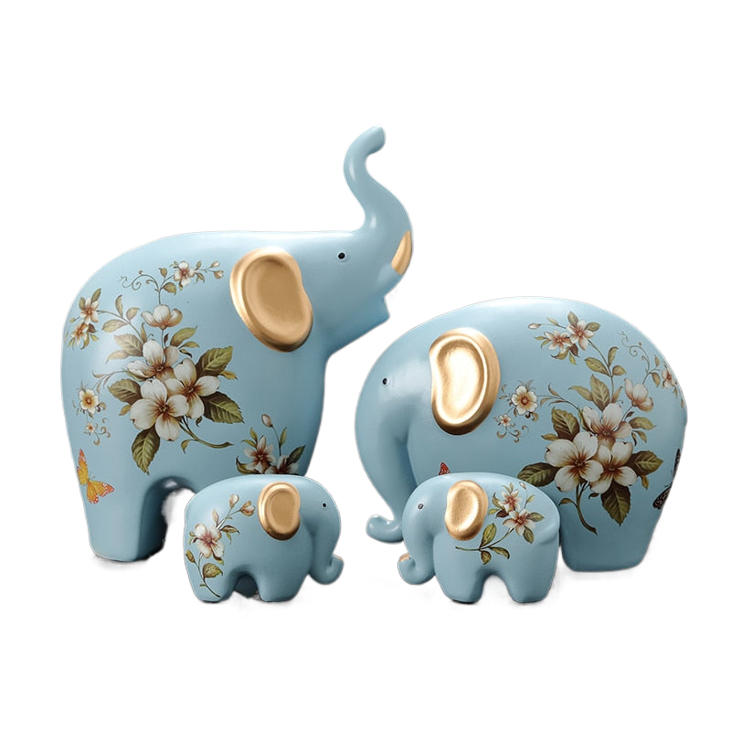 Creative Elephant Ornaments A Family of Three Four Lucky Side Room Living Room TV Cabinet Porch Decorations Gifts  Figurines acacuss