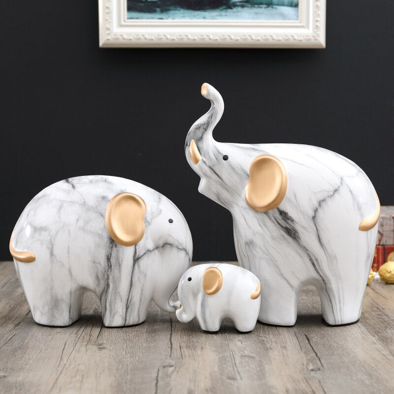 Creative Elephant Ornaments A Family of Three Four Lucky Side Room Living Room TV Cabinet Porch Decorations Gifts  Figurines acacuss