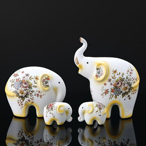 Creative Elephant Ornaments A Family of Three Four Lucky Side Room Living Room TV Cabinet Porch Decorations Gifts  Figurines acacuss