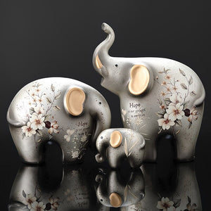 Creative Elephant Ornaments A Family of Three Four Lucky Side Room Living Room TV Cabinet Porch Decorations Gifts  Figurines acacuss