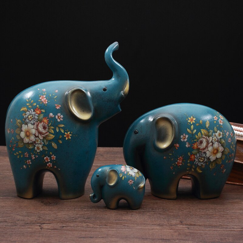 Creative Elephant Ornaments A Family of Three Four Lucky Side Room Living Room TV Cabinet Porch Decorations Gifts  Figurines acacuss