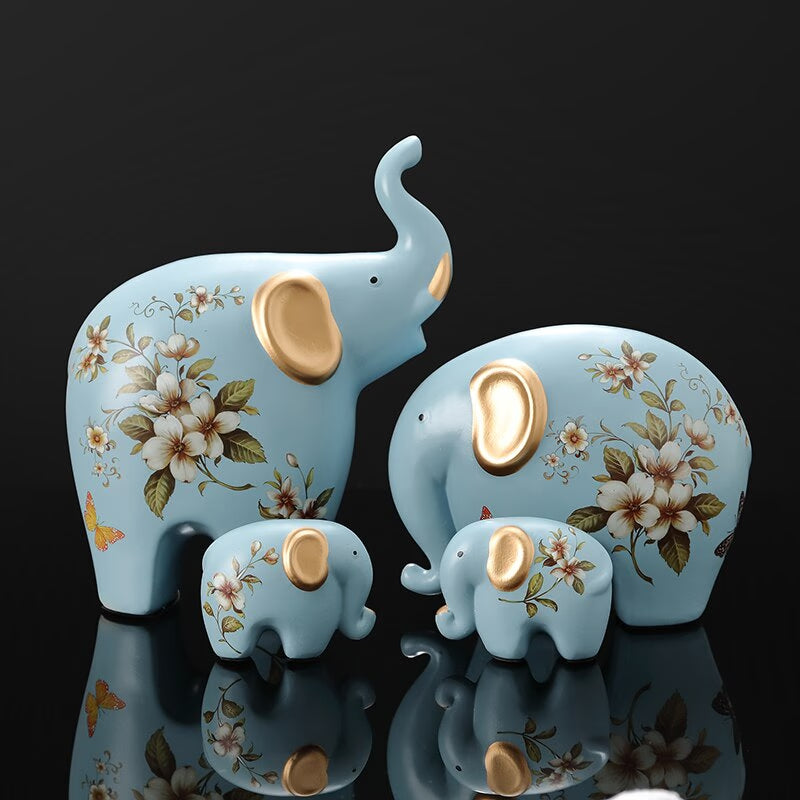 Creative Elephant Ornaments A Family of Three Four Lucky Side Room Living Room TV Cabinet Porch Decorations Gifts  Figurines acacuss