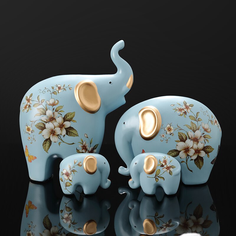 Creative Elephant Ornaments A Family of Three Four Lucky Side Room Living Room TV Cabinet Porch Decorations Gifts  Figurines acacuss