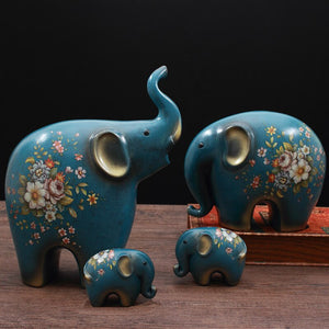 Creative Elephant Ornaments A Family of Three Four Lucky Side Room Living Room TV Cabinet Porch Decorations Gifts  Figurines acacuss