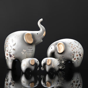 Creative Elephant Ornaments A Family of Three Four Lucky Side Room Living Room TV Cabinet Porch Decorations Gifts  Figurines acacuss