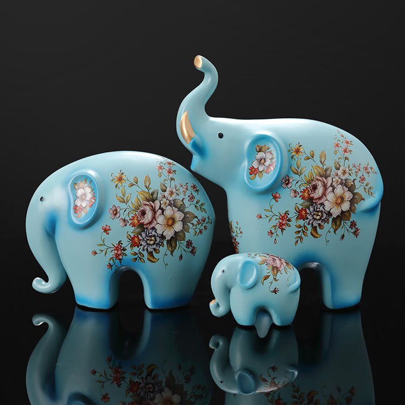 Creative Elephant Ornaments A Family of Three Four Lucky Side Room Living Room TV Cabinet Porch Decorations Gifts  Figurines acacuss