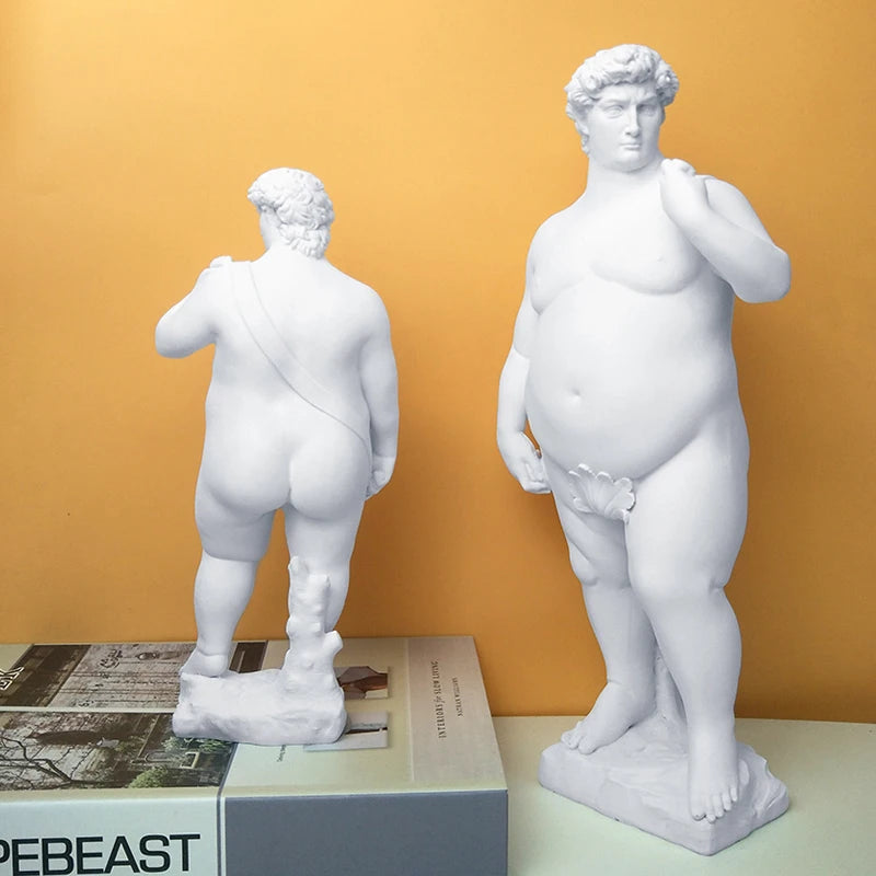 Creative Fat David Portrait Sculpture Resin Craft Human Body Abstract Statue Home Decor Desktop Ornaments Garden Art Decoration acacuss