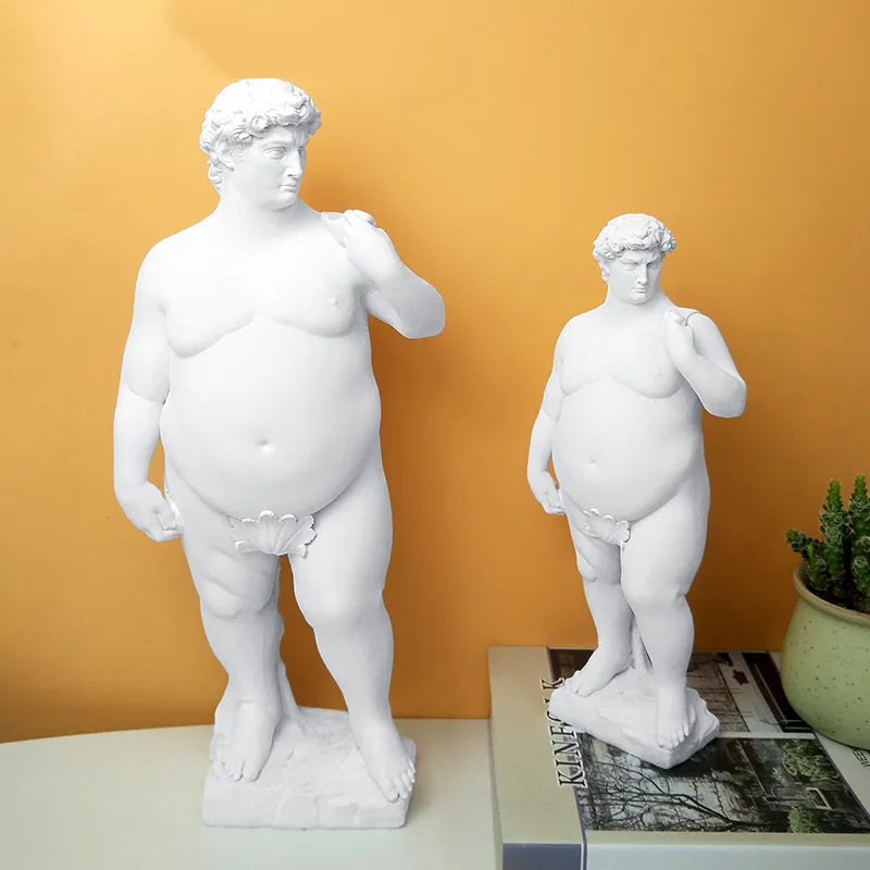 Creative Fat David Portrait Sculpture Resin Craft Human Body Abstract Statue Home Decor Desktop Ornaments Garden Art Decoration acacuss