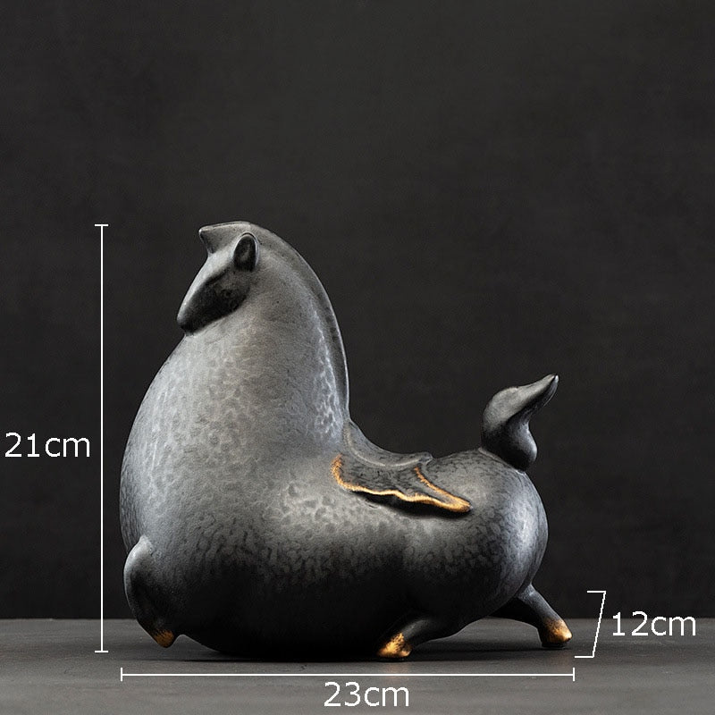 Creative Fat Horse Porcelain Statue Desk Ornaments Horse Ceramic Sculpture Living Room Decoration Crafts Vintage Home Decor acacuss