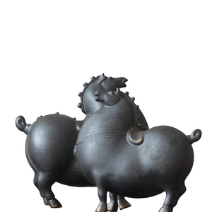 Creative Fat Horse Porcelain Statue Desk Ornaments Horse Ceramic Sculpture Living Room Decoration Crafts Vintage Home Decor acacuss