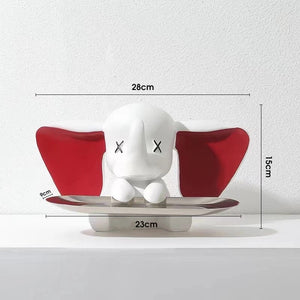 Creative Flocking Dumbo Tray Home Decoration Art Statue Entrance Key Storage Living Room Decoration Tray Cartoon Home Decoration acacuss