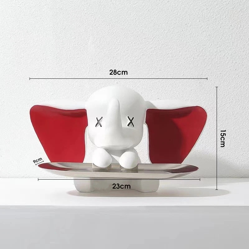 Creative Flocking Dumbo Tray Home Decoration Art Statue Entrance Key Storage Living Room Decoration Tray Cartoon Home Decoration acacuss