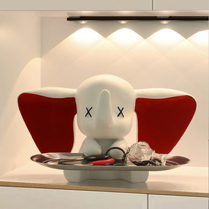 Creative Flocking Dumbo Tray Home Decoration Art Statue Entrance Key Storage Living Room Decoration Tray Cartoon Home Decoration acacuss