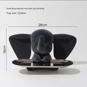 Creative Flocking Dumbo Tray Home Decoration Art Statue Entrance Key Storage Living Room Decoration Tray Cartoon Home Decoration acacuss