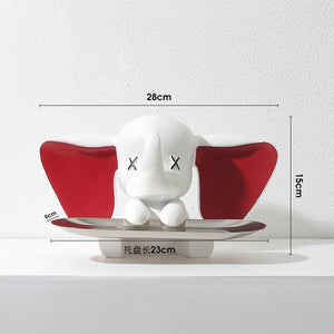 Creative Flocking Dumbo Tray Home Decoration Art Statue Entrance Key Storage Living Room Decoration Tray Cartoon Home Decoration acacuss