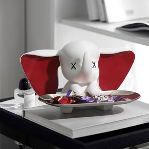 Creative Flocking Dumbo Tray Home Decoration Art Statue Entrance Key Storage Living Room Decoration Tray Cartoon Home Decoration acacuss