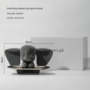 Creative Flocking Dumbo Tray Home Decoration Art Statue Entrance Key Storage Living Room Decoration Tray Cartoon Home Decoration acacuss