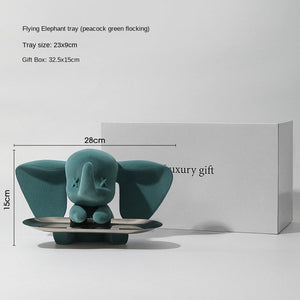 Creative Flocking Dumbo Tray Home Decoration Art Statue Entrance Key Storage Living Room Decoration Tray Cartoon Home Decoration acacuss