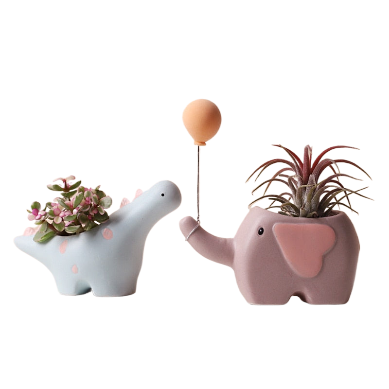 Creative Flower Shape Plant Pot Ceramic Pots for Flowers Cartoon Elephant Dinosaur Succulent Pot Cute Home Table Decor Vase acacuss
