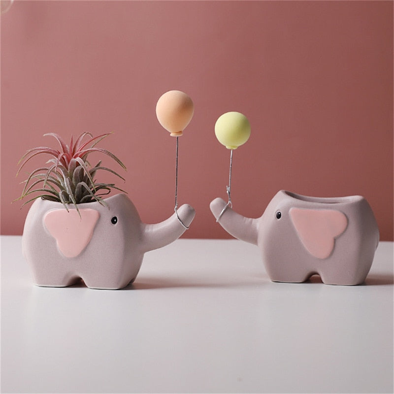 Creative Flower Shape Plant Pot Ceramic Pots for Flowers Cartoon Elephant Dinosaur Succulent Pot Cute Home Table Decor Vase acacuss