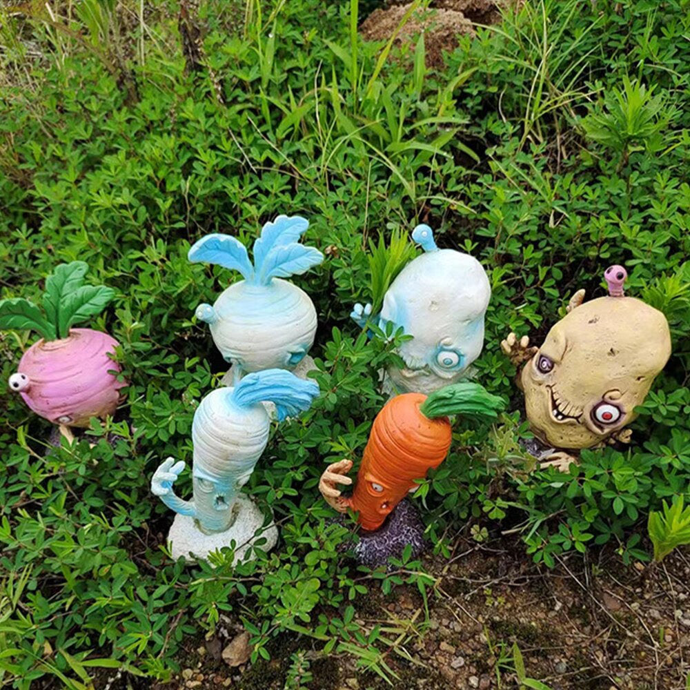 Creative Fruit and Vegetable Zombie Decorative Figurines Halloween Decoration Crafts Ornament Garden Home Decoration Accessories acacuss