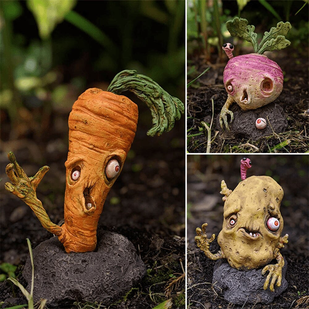 Creative Fruit and Vegetable Zombie Decorative Figurines Halloween Decoration Crafts Ornament Garden Home Decoration Accessories acacuss
