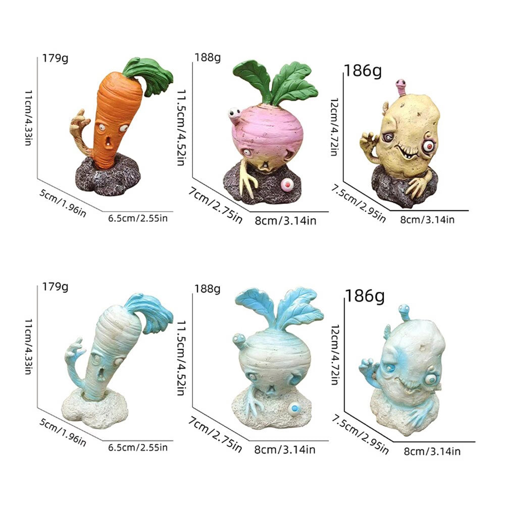 Creative Fruit and Vegetable Zombie Decorative Figurines Halloween Decoration Crafts Ornament Garden Home Decoration Accessories acacuss