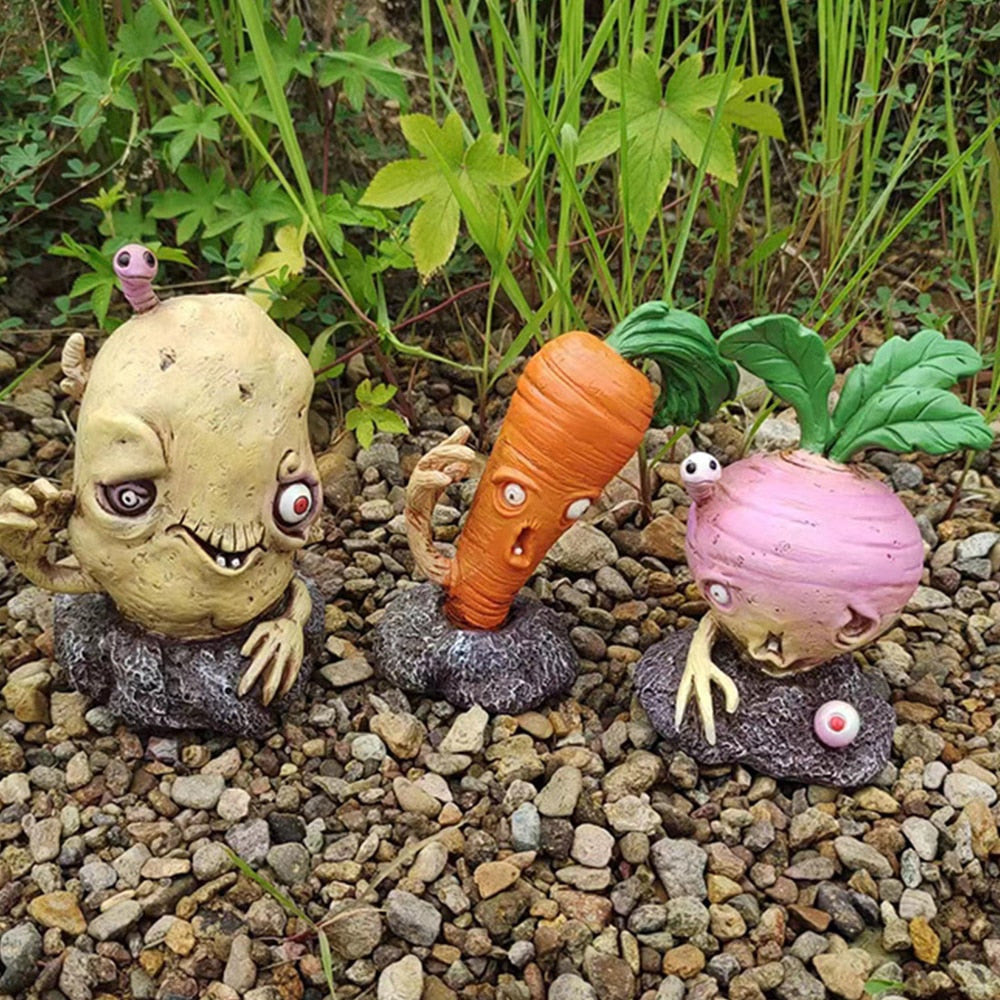 Creative Fruit and Vegetable Zombie Decorative Figurines Halloween Decoration Crafts Ornament Garden Home Decoration Accessories acacuss
