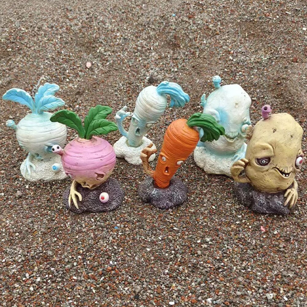 Creative Fruit and Vegetable Zombie Decorative Figurines Halloween Decoration Crafts Ornament Garden Home Decoration Accessories acacuss