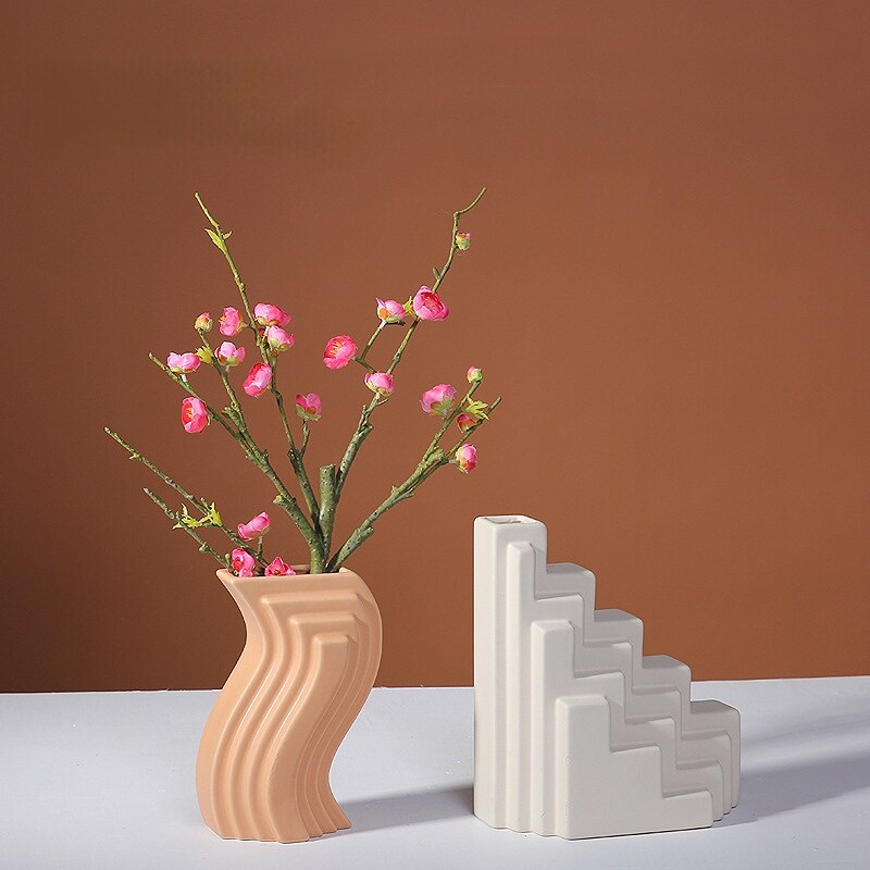 Creative Geometric Abstract Ceramic Vase Modern Design Living Room Porch Wine Cabinet Decoration Ornaments Home Decoration acacuss
