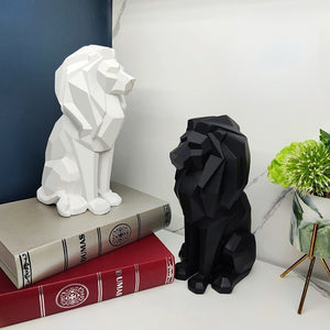 Creative Geometric Lion Resin Craft Statue Home Entrance Hotel Living Room Bedroom Personality Sculpture Ornament acacuss