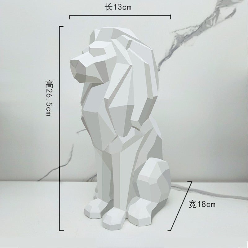 Creative Geometric Lion Resin Craft Statue Home Entrance Hotel Living Room Bedroom Personality Sculpture Ornament acacuss