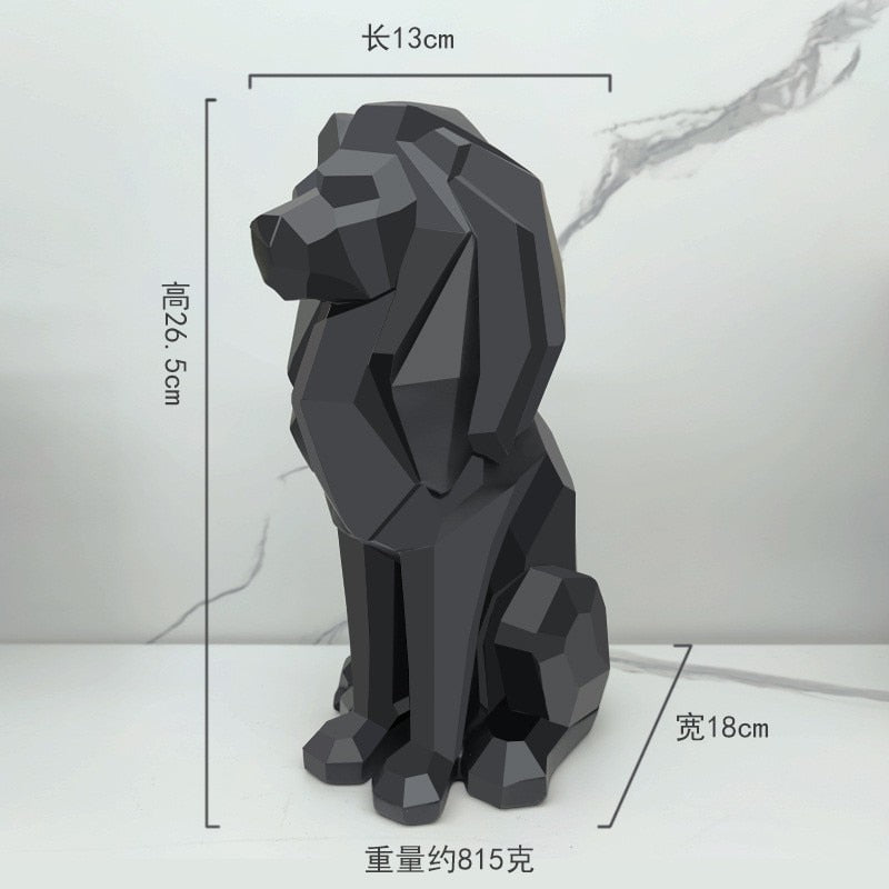 Creative Geometric Lion Resin Craft Statue Home Entrance Hotel Living Room Bedroom Personality Sculpture Ornament acacuss