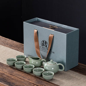 Creative Gifts Kung Fu Tea Set A Set of Brief Modern Ice Ceramic Teapot Tea Bowl Cup Gift Box Tea Pot and Cup Set Chinese acacuss