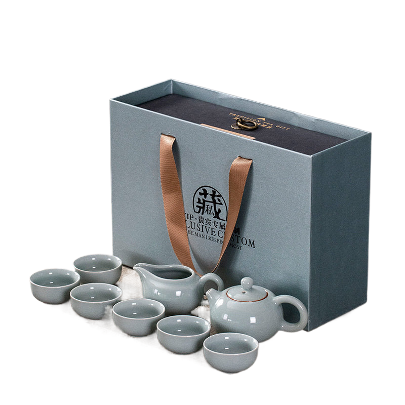 Creative Gifts Kung Fu Tea Set A Set of Brief Modern Ice Ceramic Teapot Tea Bowl Cup Gift Box Tea Pot and Cup Set Chinese acacuss