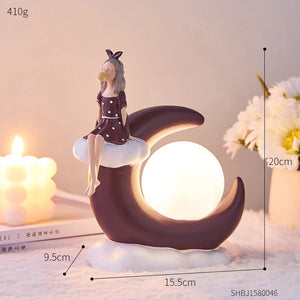 Creative Girl Ornaments Resin LED Lamp Office Decoration Aesthetic Room Decor Bedroom Decoration Accessories Home Decor Gift acacuss