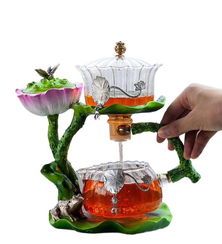 Creative GlassTea Set Automatic Teapot Tea  Heat-resistant Kungfu Tea Drinking Lotus Incense Burner Tea Make acacuss