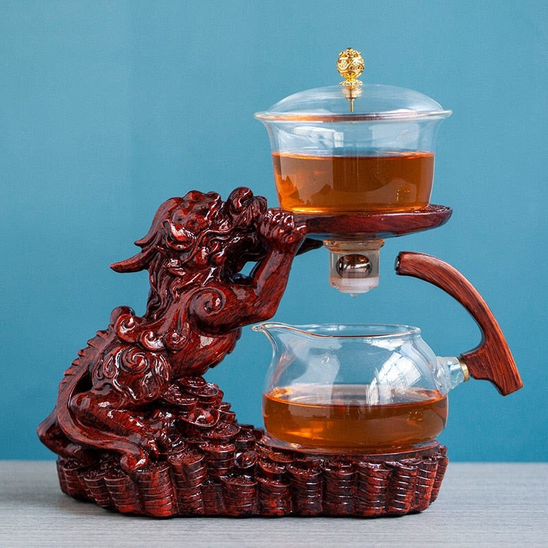 Creative GlassTea Set Automatic Teapot Tea Heat-resistant Kungfu Tea Drinking  Tea Make Brave Troops acacuss