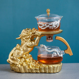 Creative GlassTea Set Automatic Teapot Tea Heat-resistant Kungfu Tea Drinking  Tea Make Brave Troops acacuss