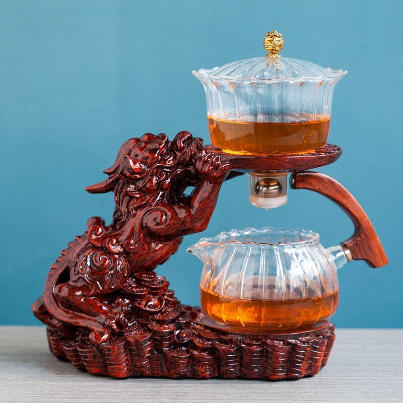 Creative GlassTea Set Automatic Teapot Tea Heat-resistant Kungfu Tea Drinking  Tea Make Brave Troops acacuss